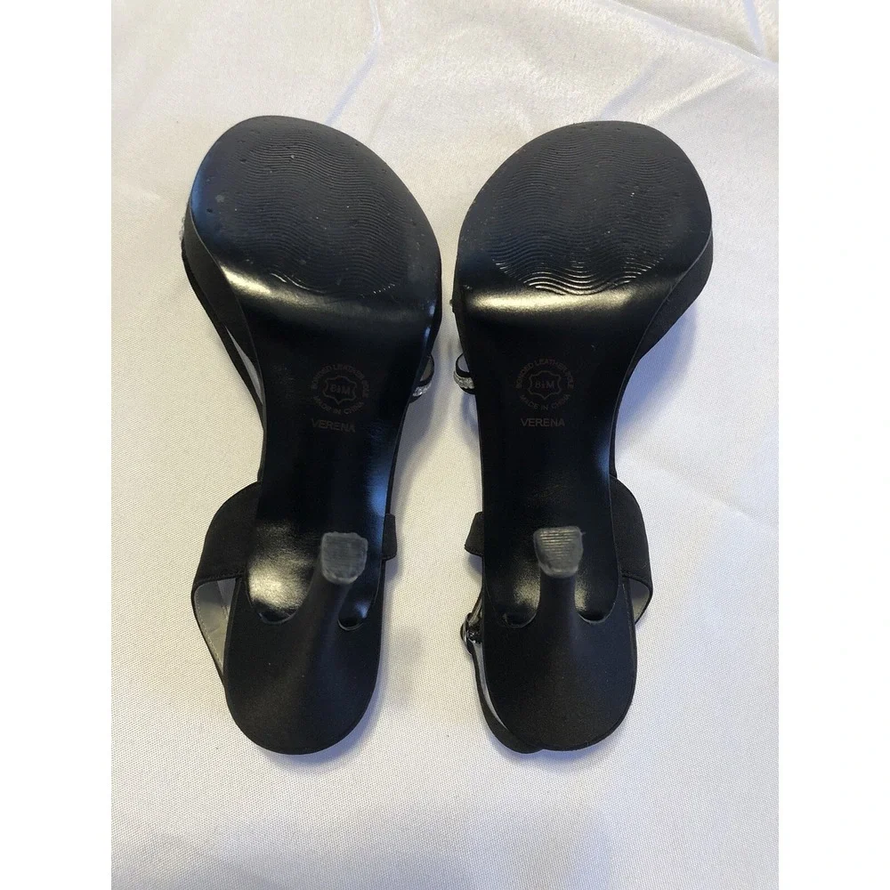 Metaphor‎ Womens Size 8.5 Strappy Black Dress Heels with Rhinestones Stiletto